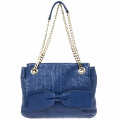 Carolina Herrera Blue Leather Small Audrey Women