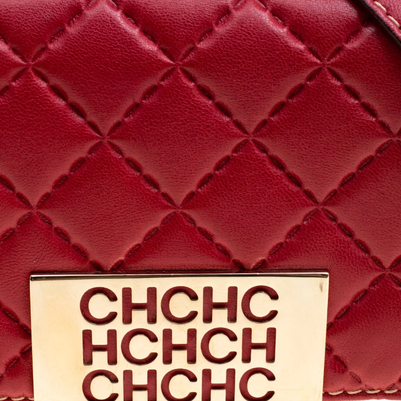 Carolina Herrera Red Quilted Leather Shoulder Bag Women