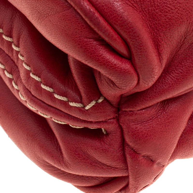 Carolina Herrera Red Quilted Leather Shoulder Bag Women