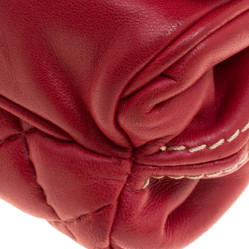 Carolina Herrera Red Quilted Leather Shoulder Bag Women