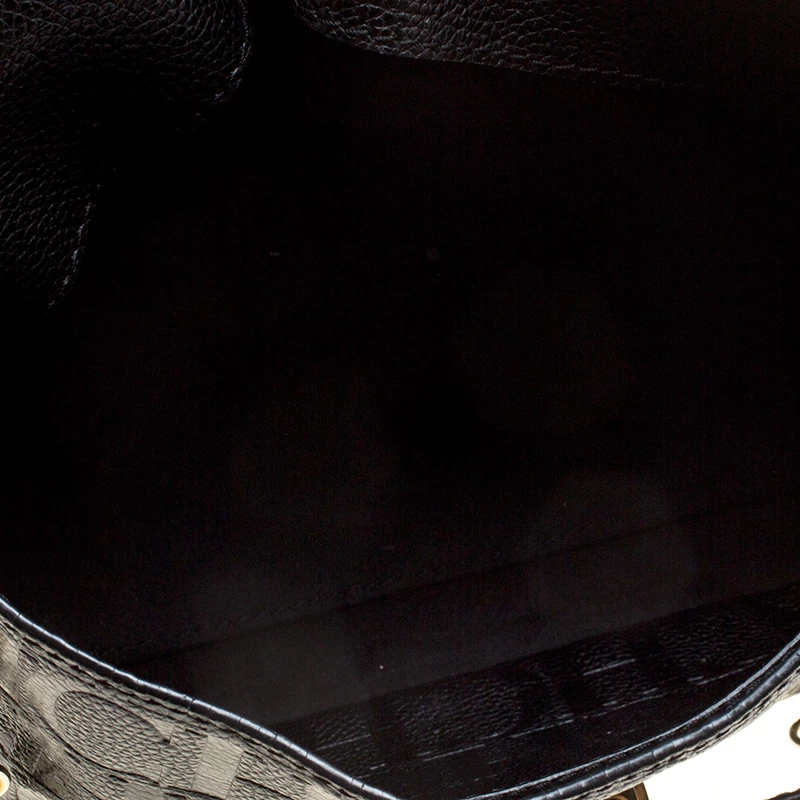 Carolina Herrera Black Monogram Leather Top Handle Shoulder Bag Women