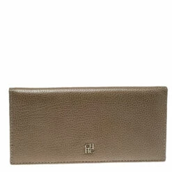 Carolina Herrera Beige Leather Continental Wallet Women