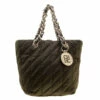 Carolina Herrera Dark Green Quilted Nylon Tote Women