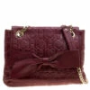 Carolina Herrera Burgundy Monogram Leather Audrey Shoulder Bag Women