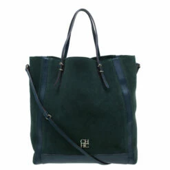 Carolina Herrera Green Suede And Leather Shopper Tote Women