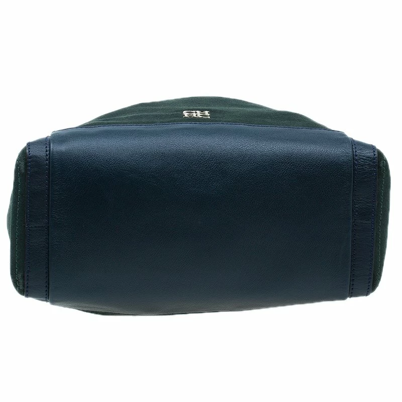 Carolina Herrera Green Suede and Leather Shopper Tote Women
