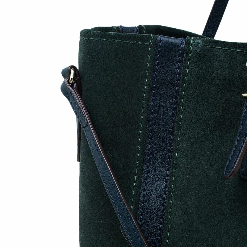 Carolina Herrera Green Suede and Leather Shopper Tote Women