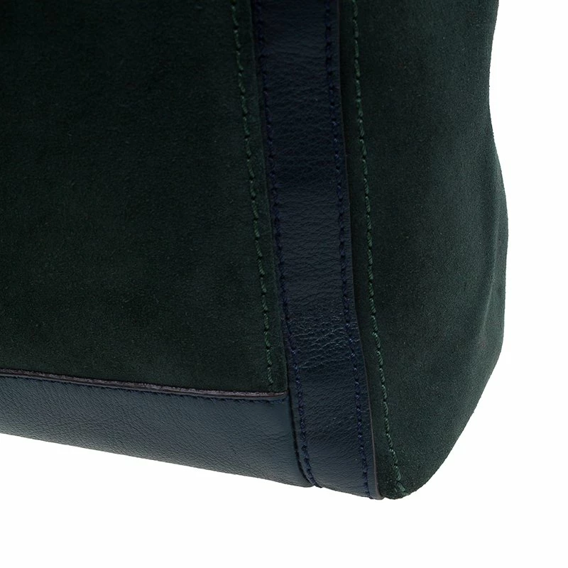 Carolina Herrera Green Suede and Leather Shopper Tote Women