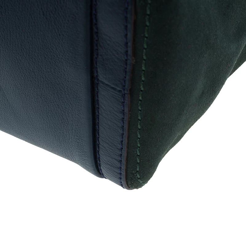 Carolina Herrera Green Suede and Leather Shopper Tote Women