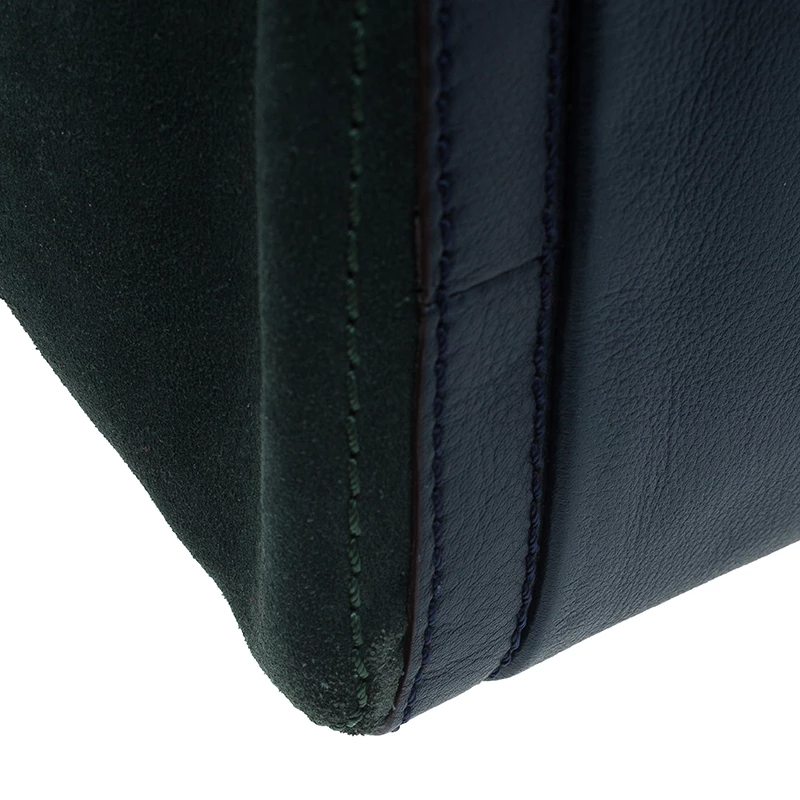 Carolina Herrera Green Suede and Leather Shopper Tote Women