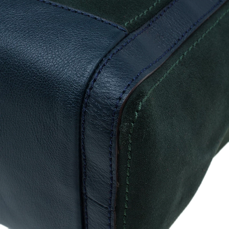Carolina Herrera Green Suede and Leather Shopper Tote Women