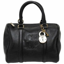 Carolina Herrera Black Leather Andy Boston Bag Women