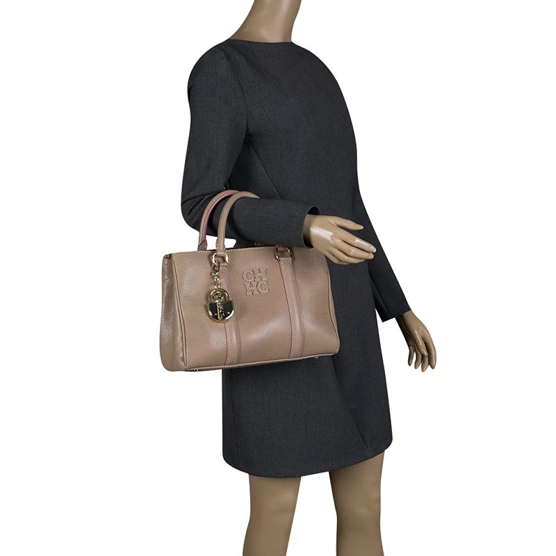 Carolina Herrera Beige Leather Tote Women