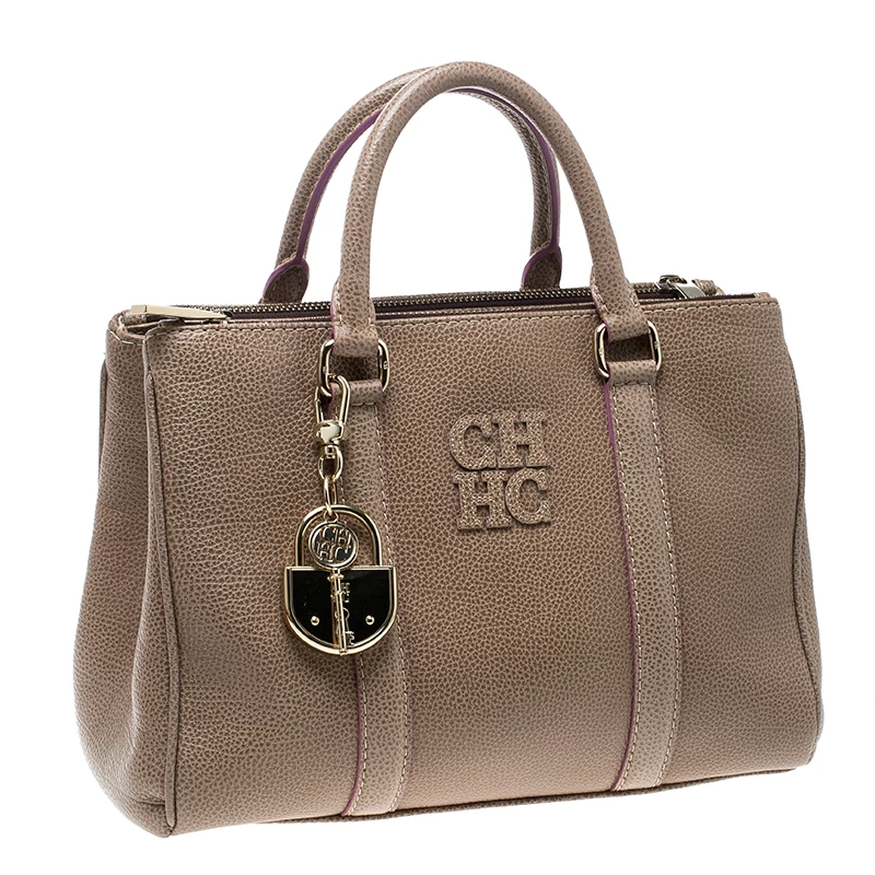 Carolina Herrera Beige Leather Tote Women