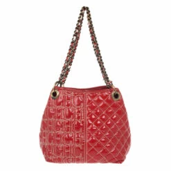 Carolina Herrera Red Quilted Monogram Tote Women