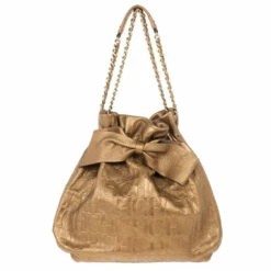 Carolina Herrera Gold Monogram Embossed Bag Women