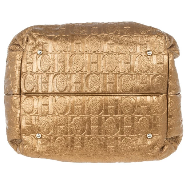 Carolina Herrera Gold Monogram Embossed Bag Women