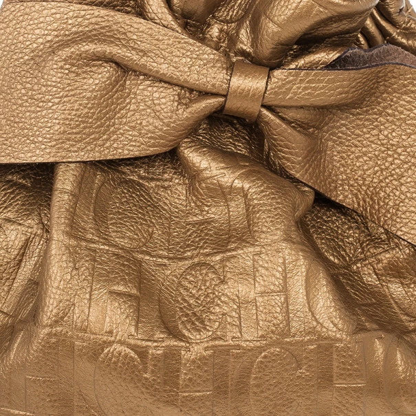 Carolina Herrera Gold Monogram Embossed Bag Women