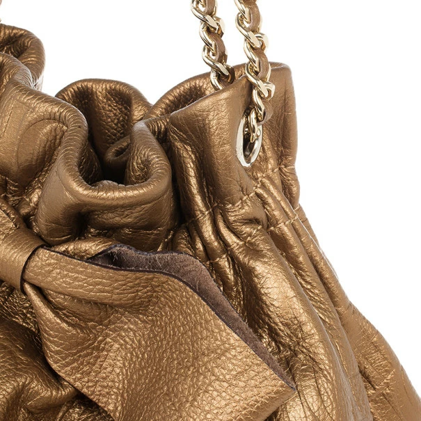 Carolina Herrera Gold Monogram Embossed Bag Women