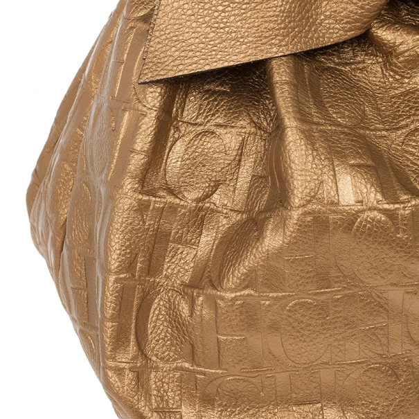Carolina Herrera Gold Monogram Embossed Bag Women