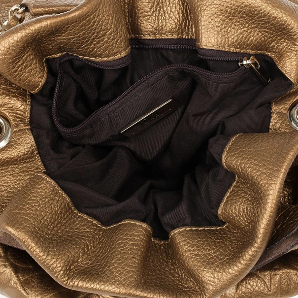 Carolina Herrera Gold Monogram Embossed Bag Women