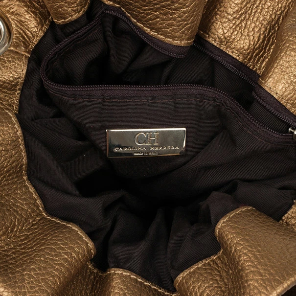 Carolina Herrera Gold Monogram Embossed Bag Women