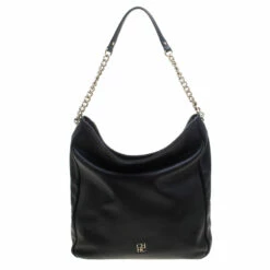 Carolina Herrera Black Leather Shoulder Bag Women