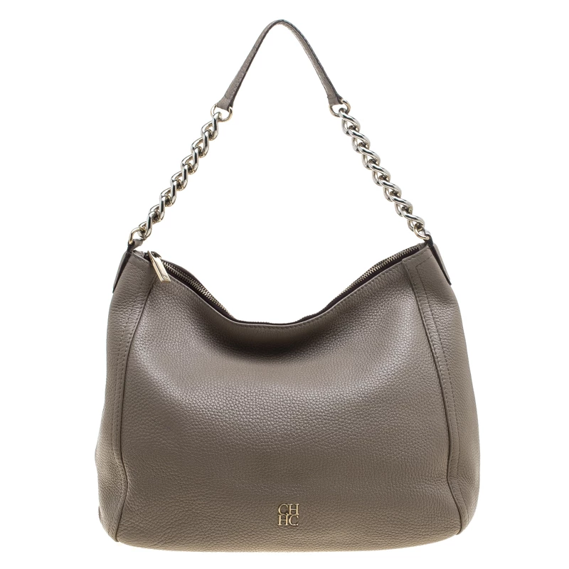 Carolina Herrera Beige Leather Hobo Women