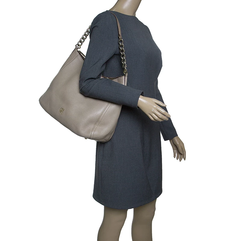 Carolina Herrera Beige Leather Hobo Women