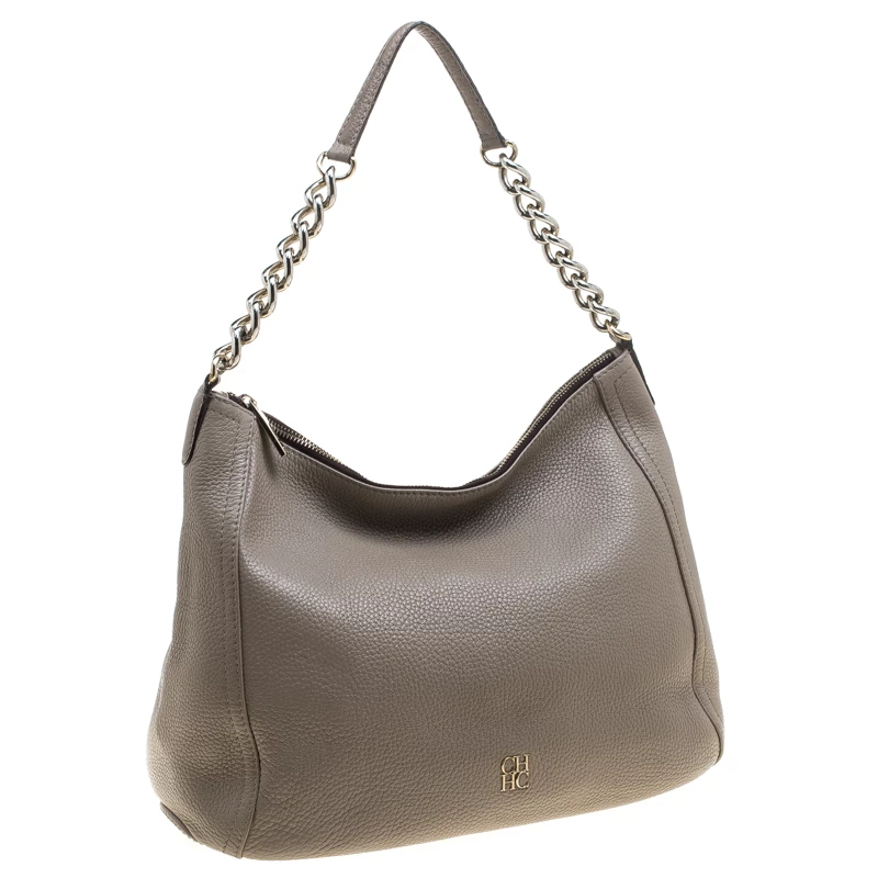 Carolina Herrera Beige Leather Hobo Women