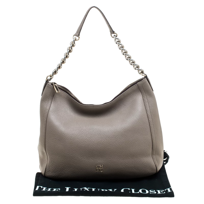 Carolina Herrera Beige Leather Hobo Women