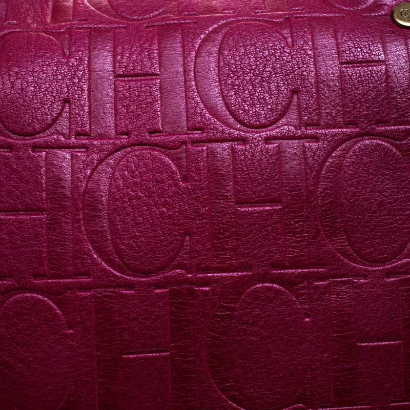 Carolina Herrera Burgundy Monogram Leather Large Andy Boston Bag Women