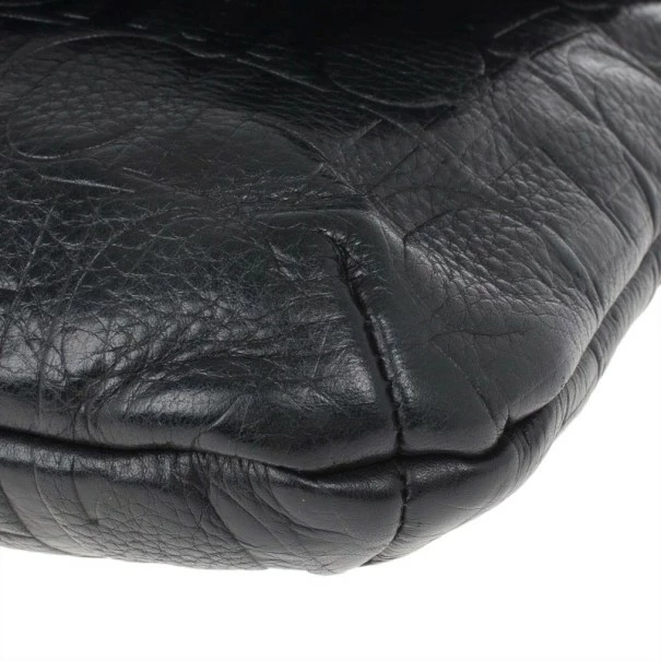 Carolina Herrera Black Monogram Leather Small Audrey Shoulder Bag Women