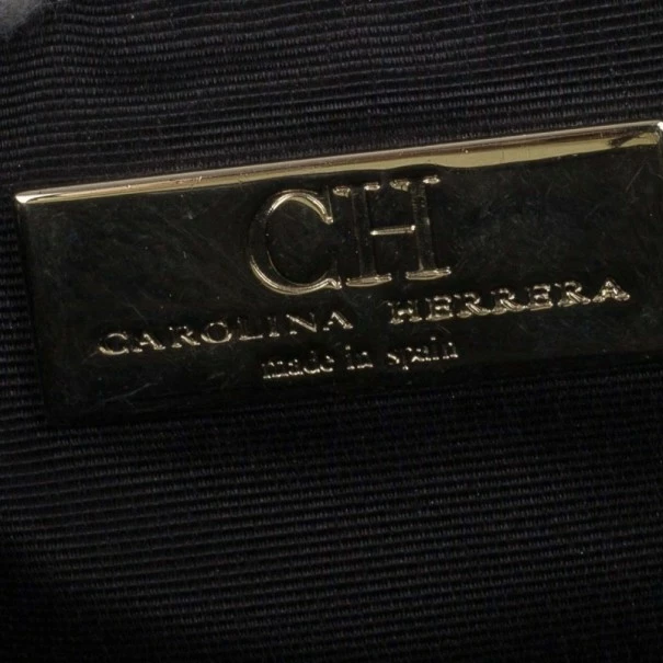 Carolina Herrera Black Monogram Leather Small Audrey Shoulder Bag Women