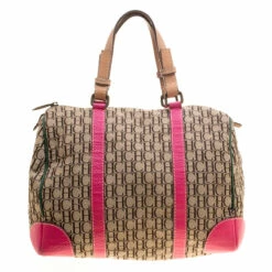 Carolina Herrera Multicolor Monogram Canvas And Leather Andy Boston Bag Women - Beige