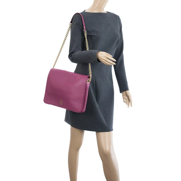 Carolina Herrera Fushia Pink Leather New Baltazar Women