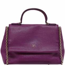 Carolina Herrera Purple Leather Minuetto Flap Bag Women