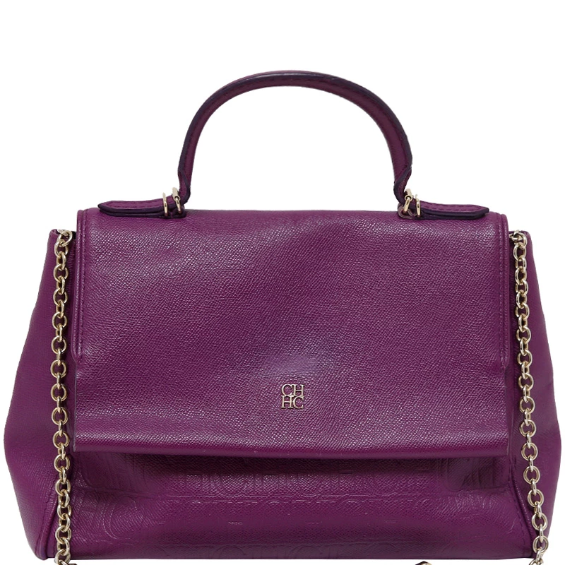 Carolina Herrera Purple Leather Minuetto Flap Bag Women