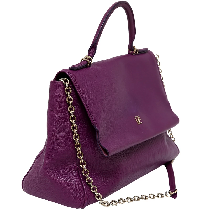 Carolina Herrera Purple Leather Minuetto Flap Bag Women