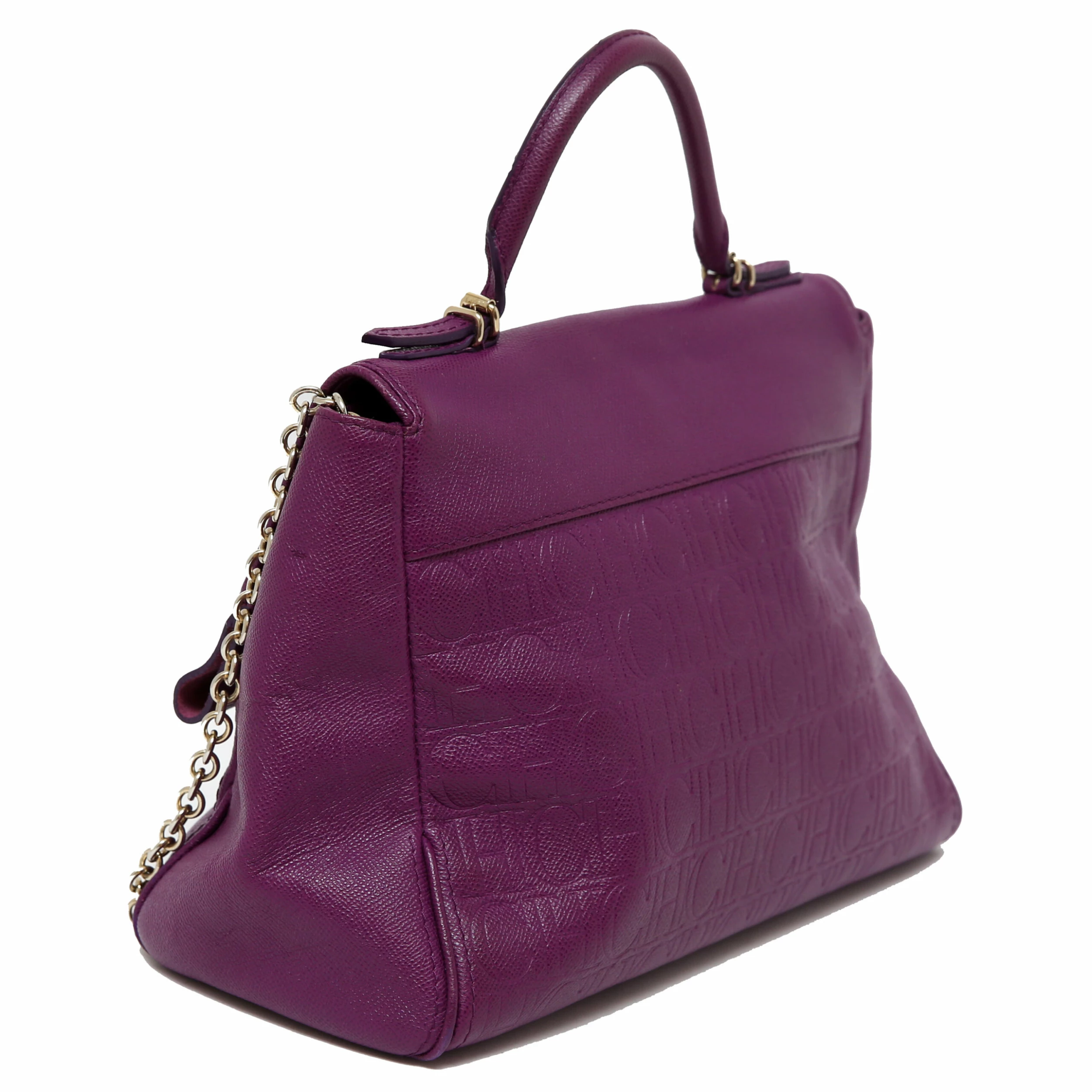 Carolina Herrera Purple Leather Minuetto Flap Bag Women