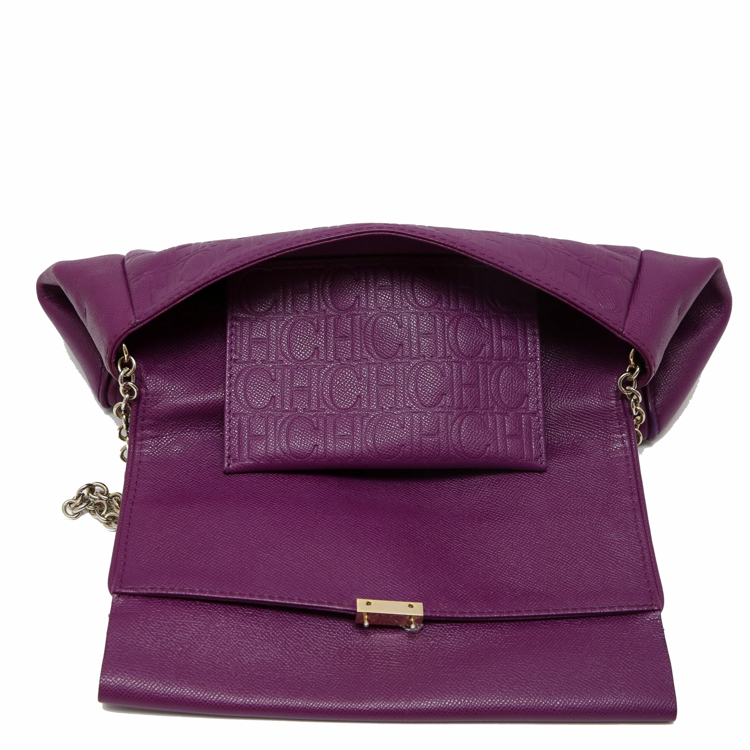 Carolina Herrera Purple Leather Minuetto Flap Bag Women