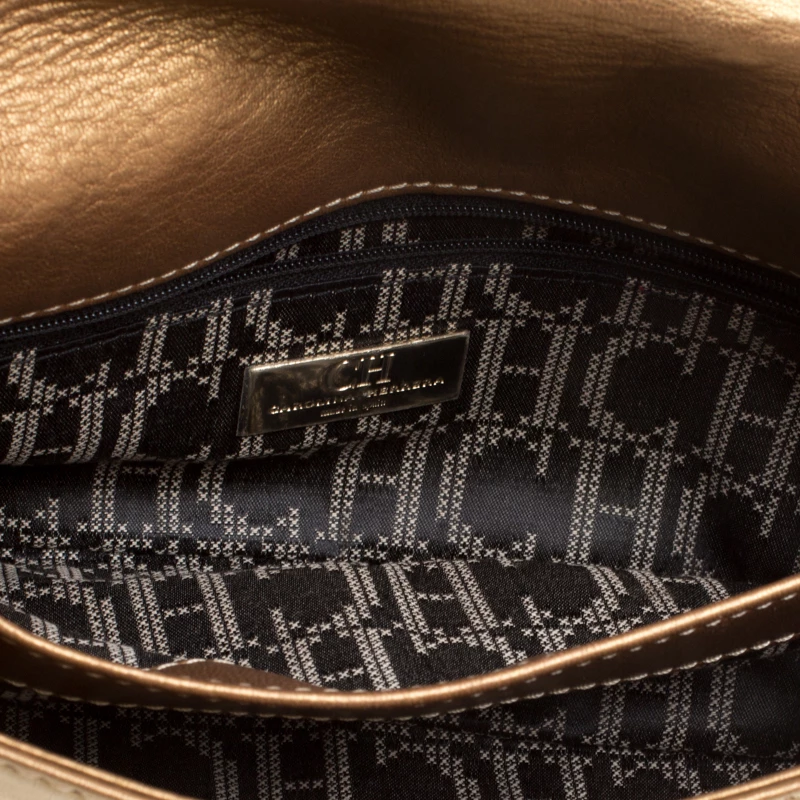 Carolina Herrera Gold Quilted Leather Clutch Women