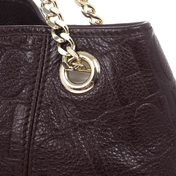 Carolina Herrera Brown Monogram Celidonia Chain Handle Tote Women
