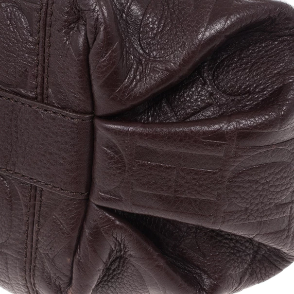 Carolina Herrera Brown Monogram Celidonia Chain Handle Tote Women