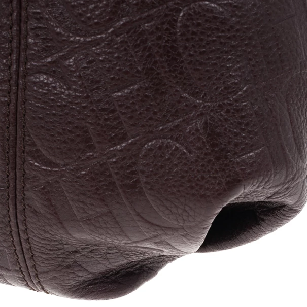 Carolina Herrera Brown Monogram Celidonia Chain Handle Tote Women