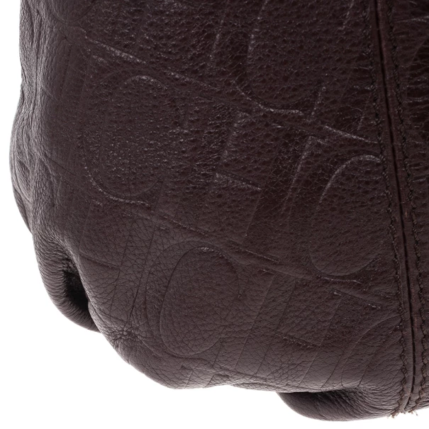 Carolina Herrera Brown Monogram Celidonia Chain Handle Tote Women