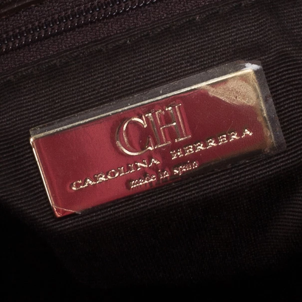 Carolina Herrera Brown Monogram Celidonia Chain Handle Tote Women