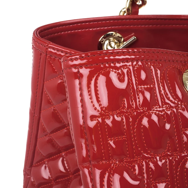 Carolina Herrera Red Patent Leather Bernardine Tote Women