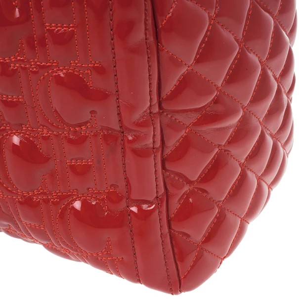 Carolina Herrera Red Patent Leather Bernardine Tote Women