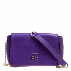 Carolina Herrera Purple Leather Shoulder Bag Women